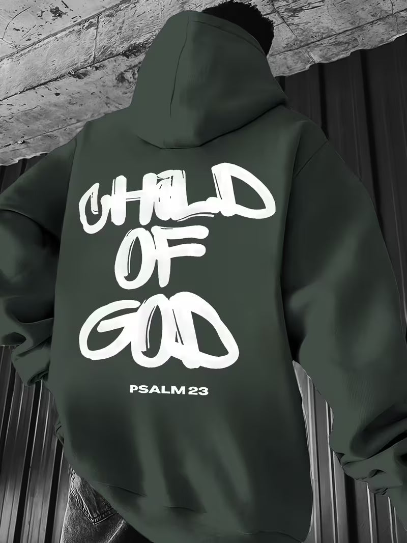 Unisex "God's Childhood" Print Drop-Shoulder Crewneck Sweatshirt, Autumn/Winter Men's Loose Fit Casual Long-Sleeve Pullover, Men's Daily Wear