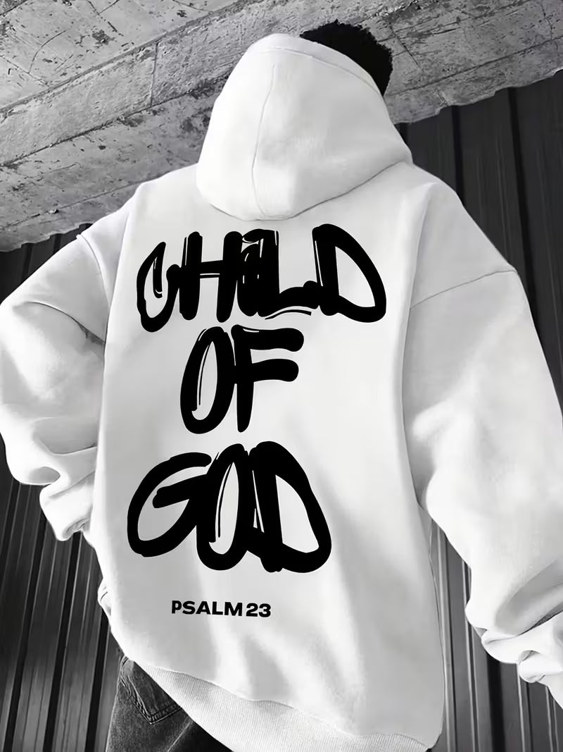 Unisex "God's Childhood" Print Drop-Shoulder Crewneck Sweatshirt, Autumn/Winter Men's Loose Fit Casual Long-Sleeve Pullover, Men's Daily Wear